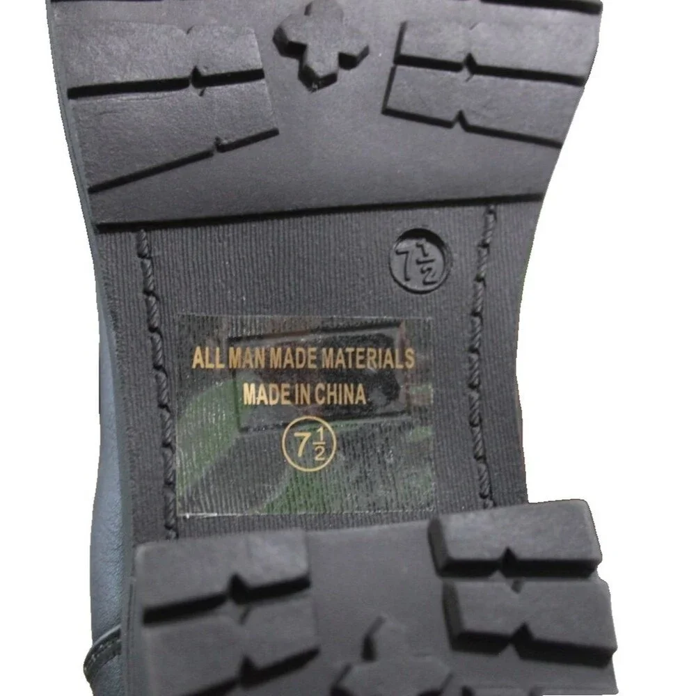 Black Thigh High Low Block Heel Boots Womens Size 7.5 Over the Knee Lace Up Tall